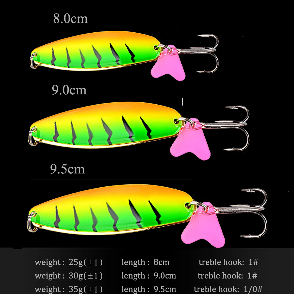 FTK Metal Fishing Lures Double Spoon Lure With Treble Hook 25g 30g 35g Spinner Bait Jigging Hard Bait For Pike Carp Fishing