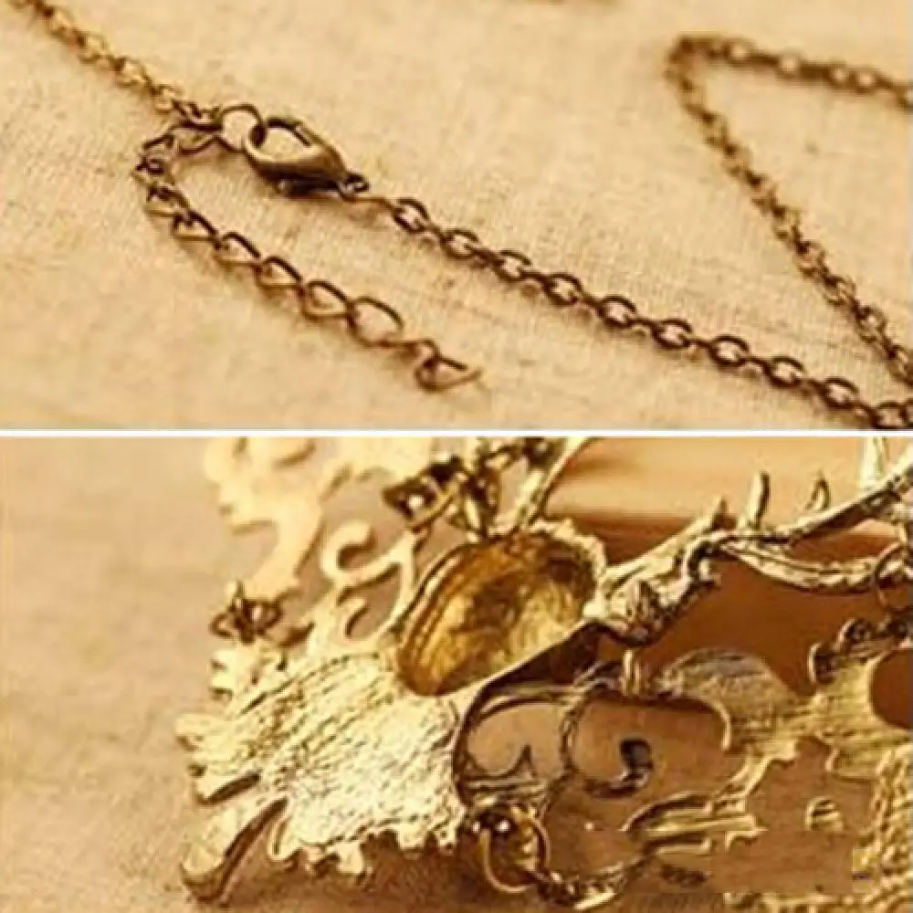 50% Wholesales Women Retro Statement Alloy Hollow Deer Head Pendant Insects Necklace Gift