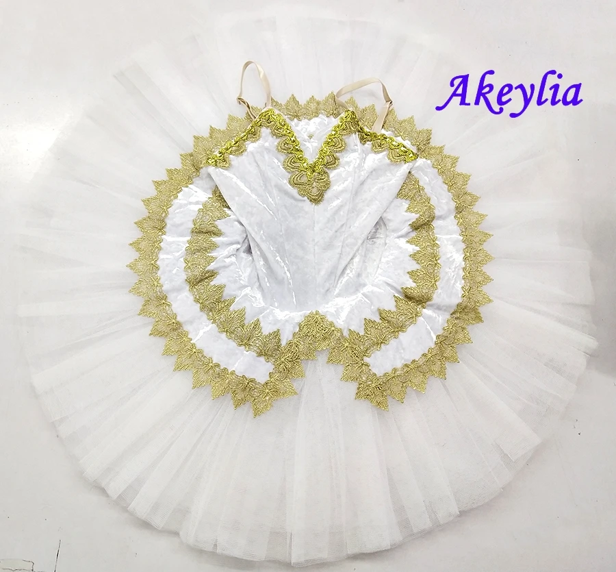 Adult Professional Ballet Tutu Costume White Coppelia Competition Performance Pancake Tutu,Classical Ballet Stage Costume 18016