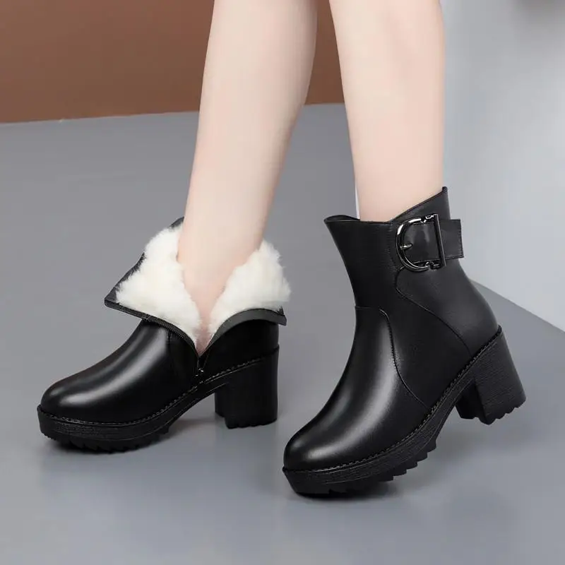 Hot Sale Spring Autumn Lacing Knee High Boots Women Fashion White Square Heel Woman Leather Shoes Winter PU Large Size