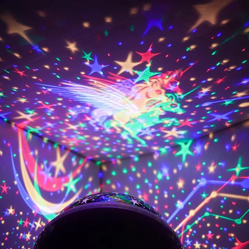 Sterrenhemel Nachtlampje Magic Projector Sprookje Elf LED Lamp Kleurrijke Draaien Knipperende Ster Kids Baby Ondersteuning Dropshipping