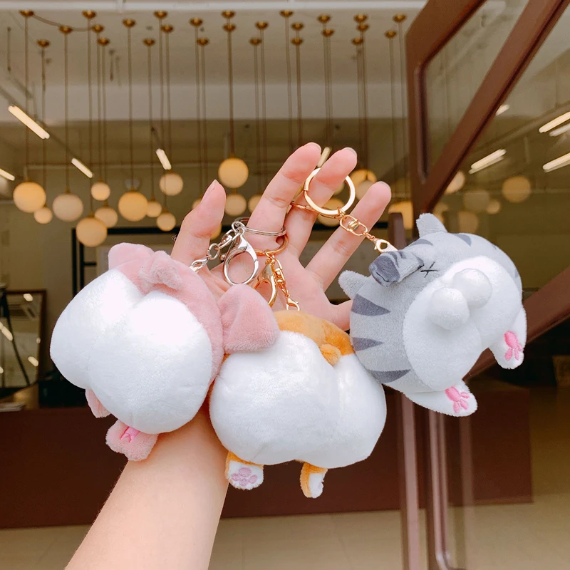 Cute Cat Butt Plush Toys Corgi Pig Butt Keychain Soft Fidget Toys Female Bag Decoration Student Fashion Girls Child Gift