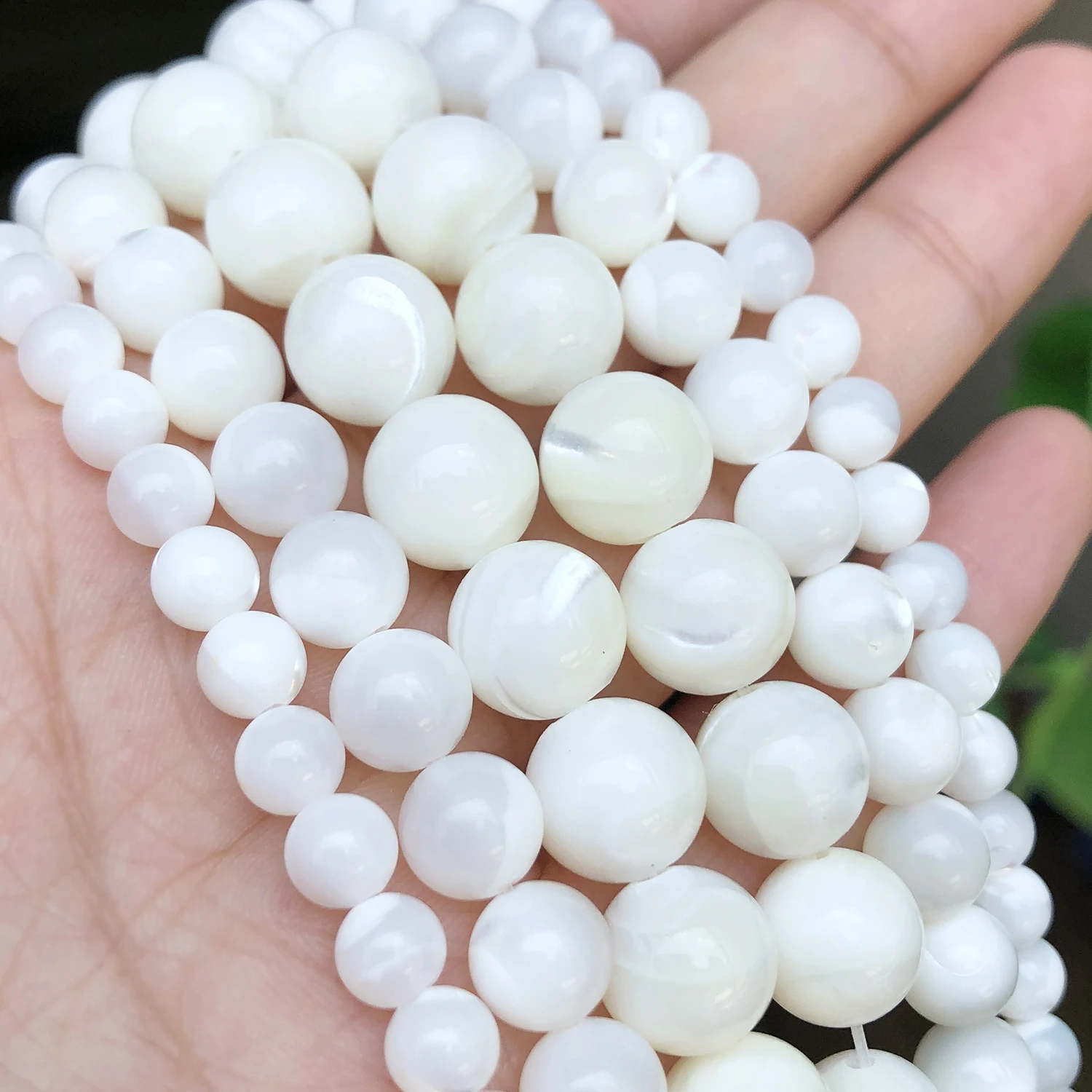 White Natural Mother of Pearl Shell Beads Trochus Wheel Round Spacer Shell Beads for Jewelry DIY Bracelet 15inch 4 6 8 10 12mm