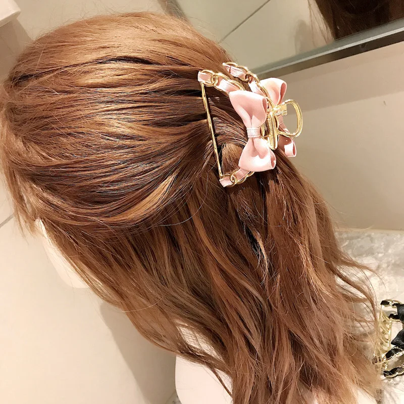 Metal chain Hairpins Hair Ornaments Trendy Hair Clip Shiny Rhinestone Crab Hair Claws For Women Girl Accessories Headwear