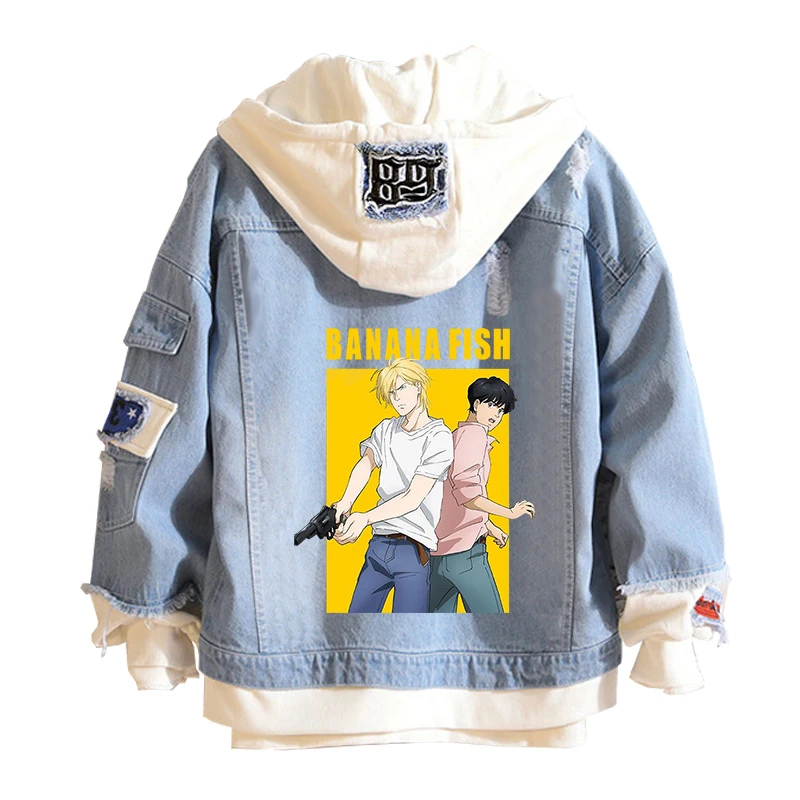 Banana Fish Aslan Jade Callenreese Cosplay Hoodie Ash Lynx Denim Jackets Okumura Eiji Hooded Sweater Coat Unisex Top