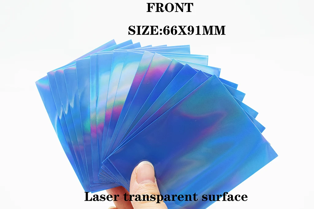 

200 PCS/LOT Rainbow Laser Blue Cards Sleeves,Foil Cards Protector Shield Magic Holographic Cover Trading Cards PKM/YGO Sleeves