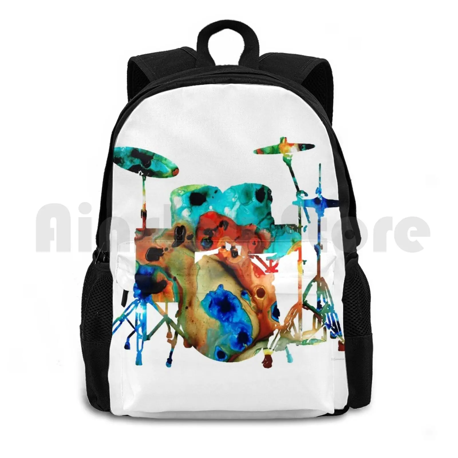 The Drums-Music Art By Sharon Cummings Outdoor Hiking Backpack Waterproof Camping Travel Drum Drums The Drums Drummer Music