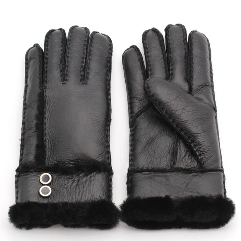 Guantes de piel de oveja Super Wam, guantes de piel auténtica para mujer, guantes cálidos para mujer