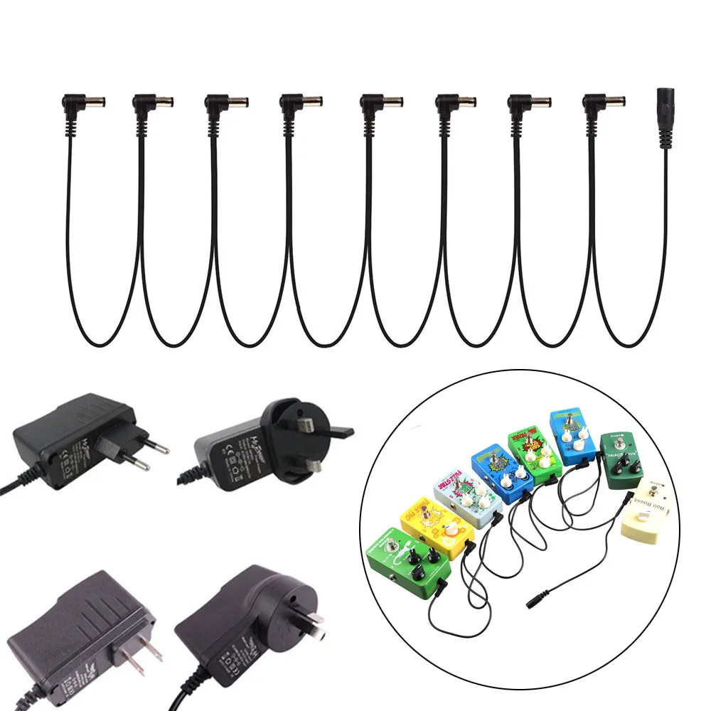 DC 9V 1A Guitar Pedal Power Supply Adapter with 8 Way Daisy Chain Cable Guitar Accessories for Effect Pedal EU/US/UK/AU plug