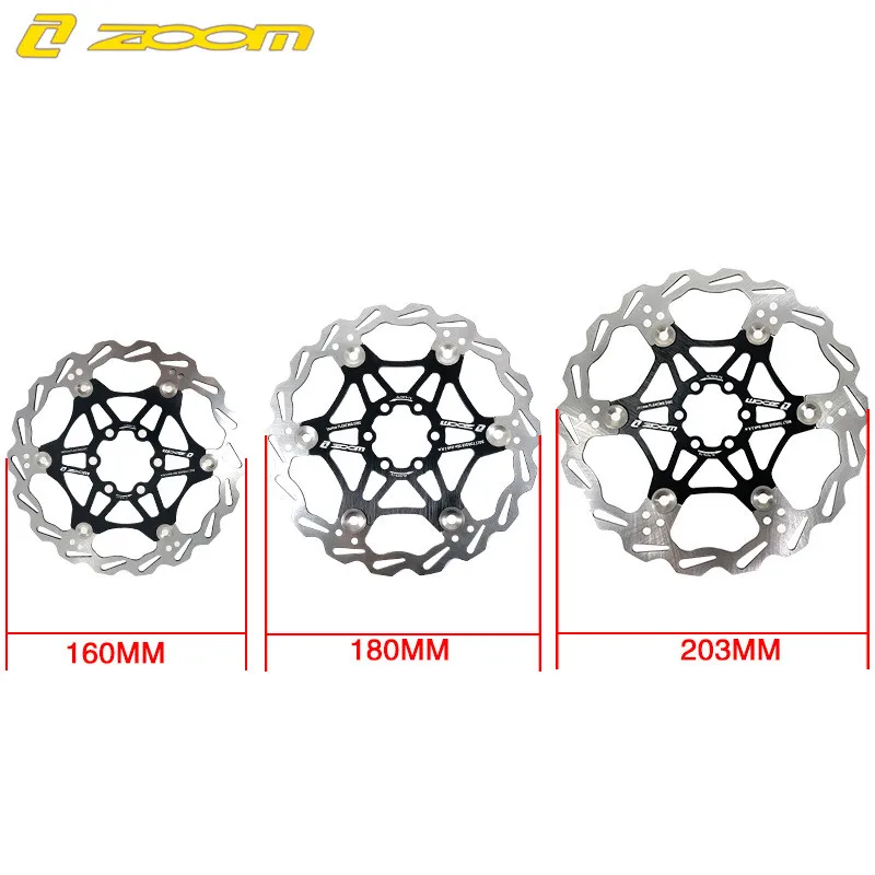 ZOOM Mountain Bike Disc Brake Rotor Ultralight 160mm/180mm/203mm Heat Dissipation Floating Rotor MTB Hydraulic Disc Brake Pad