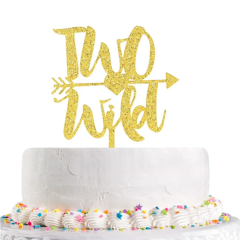 Wild Two with Arrow Cake Topper - 2nd Birthday Cake Toppers - Baby Birthday Baby Shower Cake Topper Party Decorations