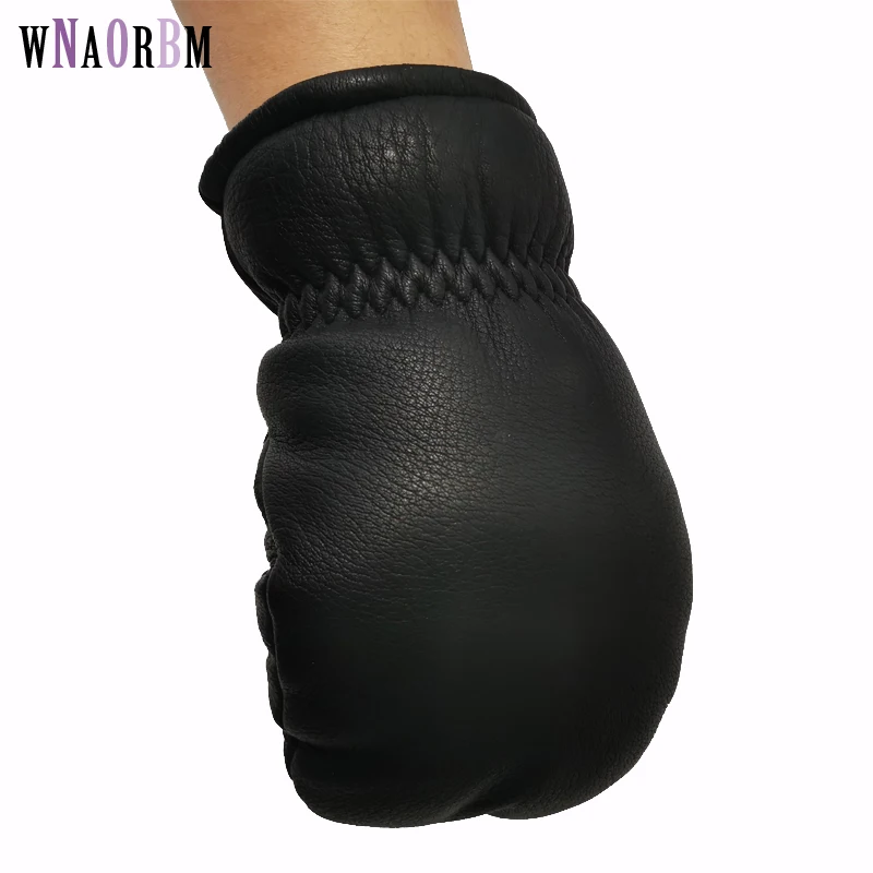 New Men's sheepskin gloves men's leather gloves winter outdoor warm double layer sheepskin thickened deerskin design gloves