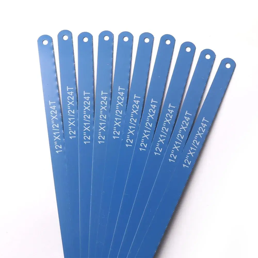 10PCS Dark Blue High Carbon Steel Hacksaw Blades 300mm Long Metalworking Blades for Cutting Metal Tool Accessories