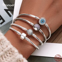 Bamoer 925 Sterling Silver Original Chain Bangle Beads Bracelet Snake Blue Evil Eyes Lucky Hamsa For Women Fit DIY Fine Jewelry