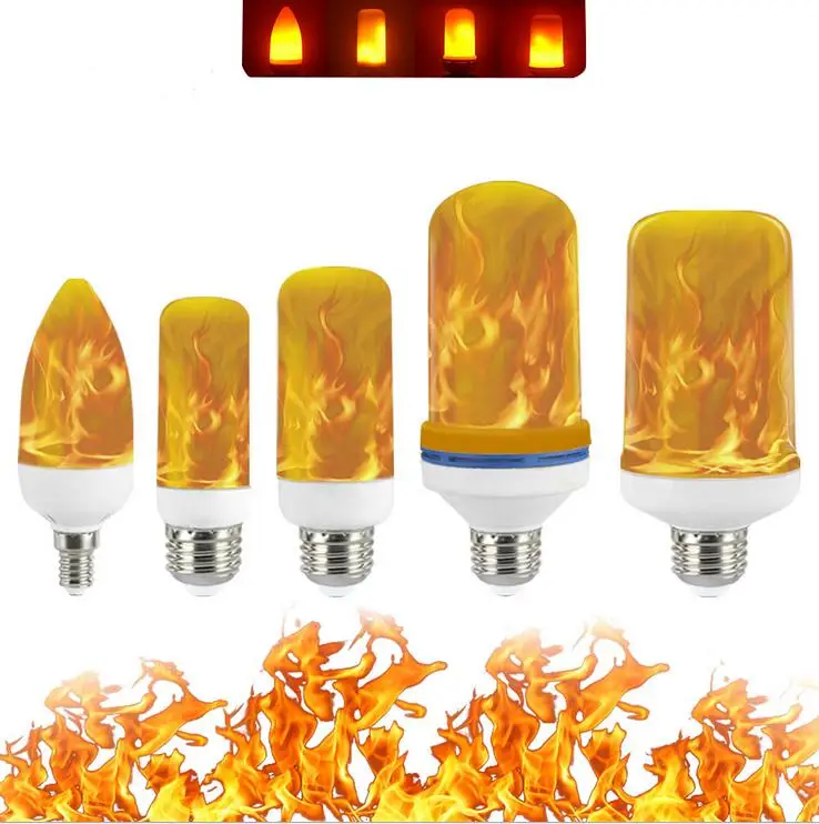 B22 E27 E26 E14 E12 LED Flame Bulb 85-265V LED Flame Effect Fire Light Bulb Flickering Emulation Decor LED Lamp 3W 5W 7W 9W