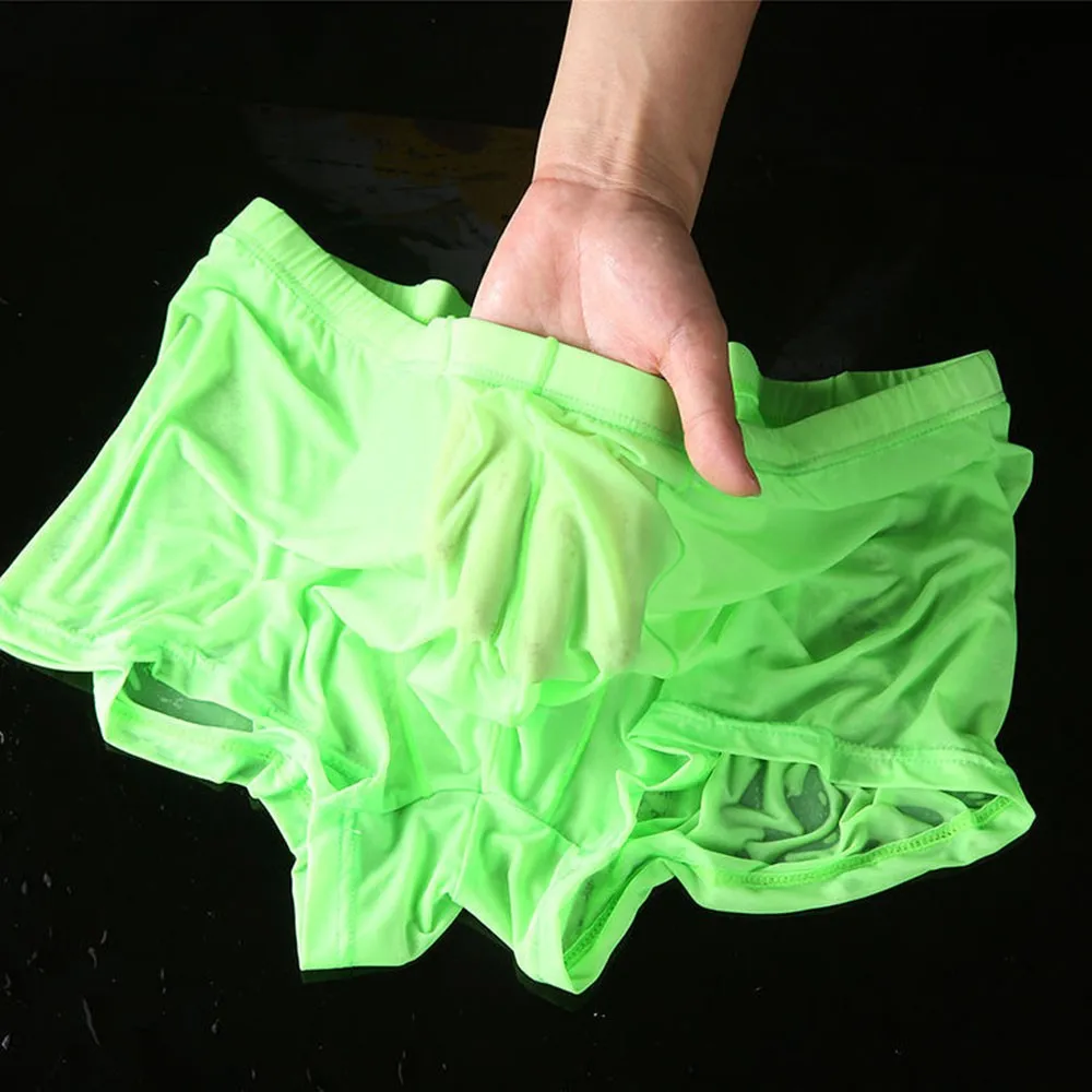 Men Wet Seductive Sexy Briefs Thin Transparent Underwear Shorts Trunks Seamless Silk Antibacterials Homme 2021 Hot