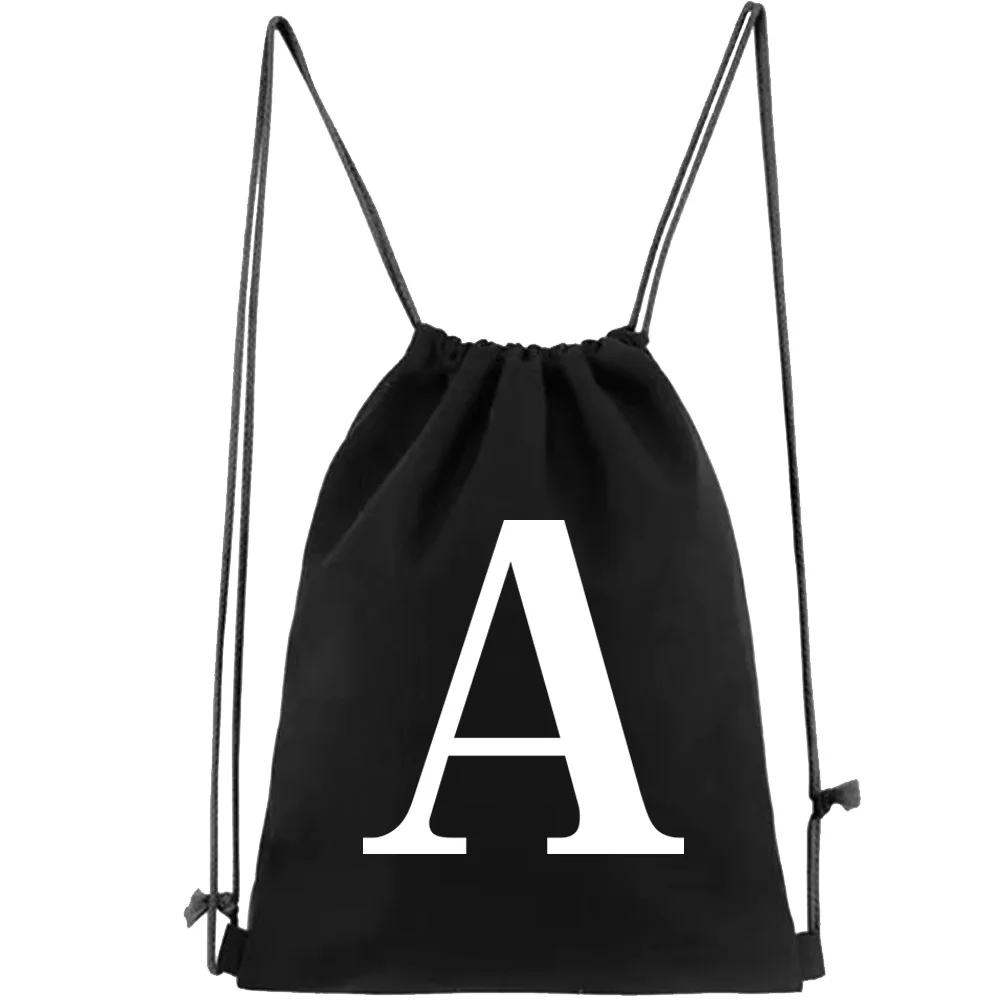 Shoulders Sports Bag Travel Storage Backpacks Gym Drawstring Backpack 26 Letter Name Outdoor Bag for Kayaking Camping and Hiking