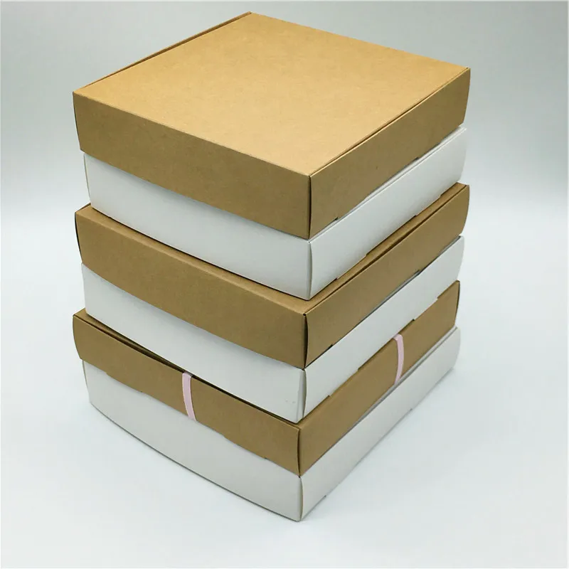 Small Paper Box And Big Gift Box Kraft Cardboard Blank DIY Wedding Holiday Candy Packaging Box PVC Window Display Finishing