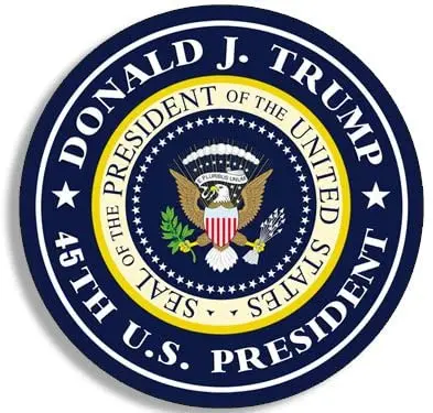 Personality Car Sticker and Decals  American Vinyl Round Donald J Trump 45th US President Sticker (Seal Pro Logo)