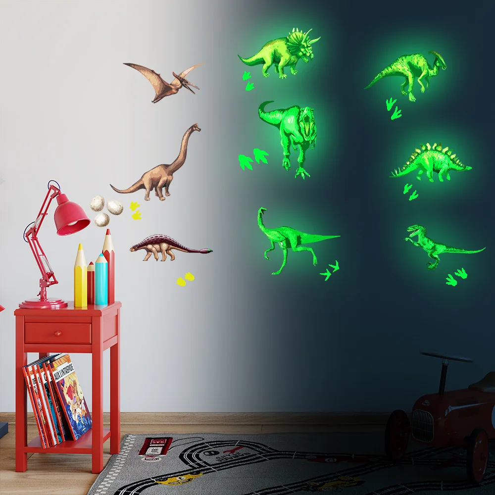 Dark Glow Lichtgevend Dinosaur Wall Stickers Ceiling Wall Decals for Kids Bedding Room or Party Birthday Gift