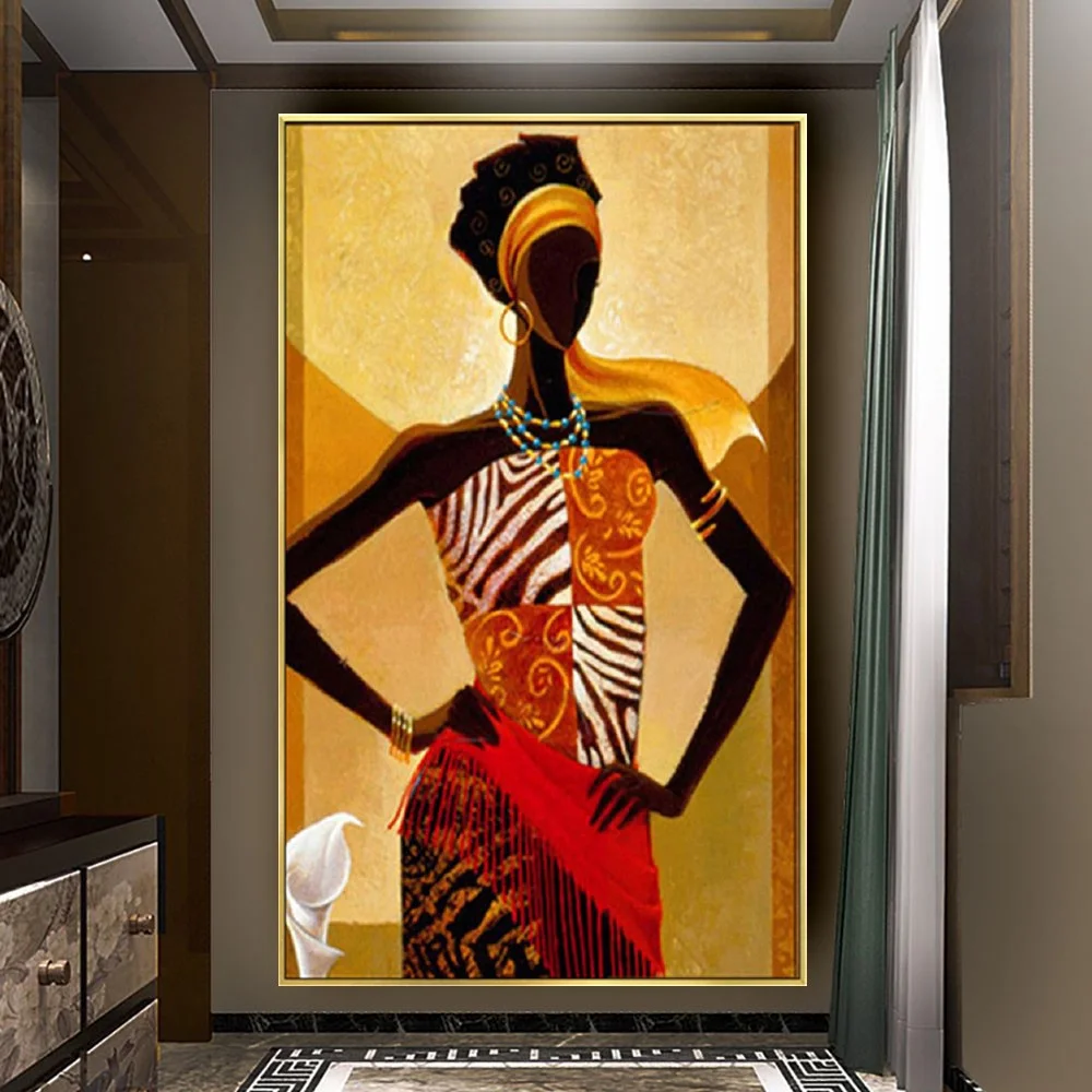 

Handmade Artwork Decor Poster Abstract Character Oil Painting On Canvas Classical Wall Art African Women In Bohemian Costumes