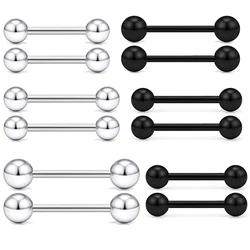 3 Pair Nipple Shield Barbell Stainless Steel Externally Threaded Tongue Ring Bar Body Piercing Jewelry 12mm 14mm 16mm