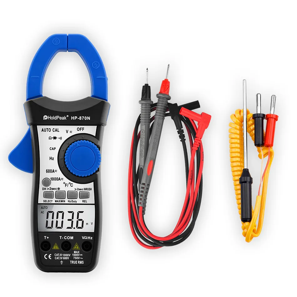 HP-870N Clamp Meter Multimeter Digital High Precision Anti-burning Ammeter AC and DC Automatic Electric Small Clamp Table