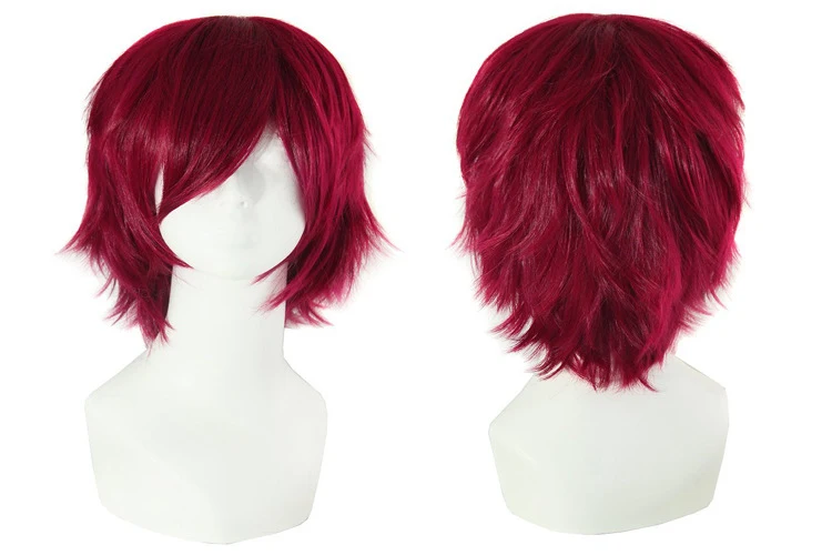 Similler Men\'s Short Synthetic Wigs Anime Cosplay Curly Hair Heat Resistance Pink Black Red Blue Brown Yellow White Wig