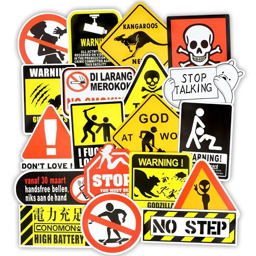 Sticker Master 50 PCs Warning Signs Modern Style Sticker Stickerbomb Auto Laptop Wall Car Pc