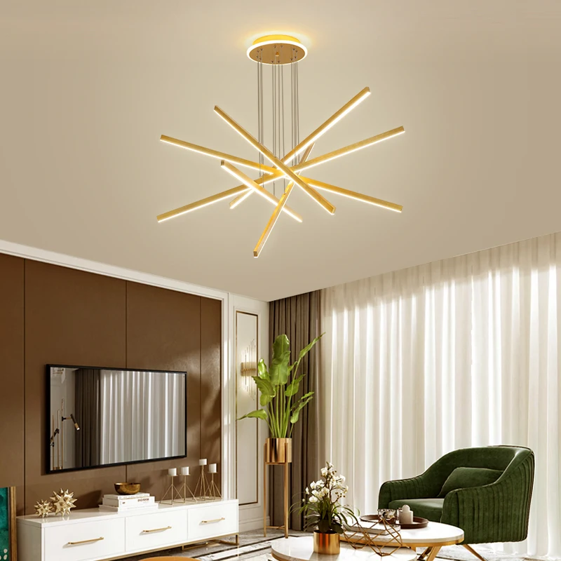 

Deyidn Nordic Gold LED Chandelier Copper Indoor Pendant Light For Living room Bedroom Restaurant Kitchen Background Hanging Lamp