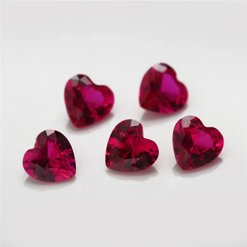 Size 3x3mm~12x12mm Heart Shape Synthetic Corundum Gems For Jewelry Making 5# 3# 8# Color