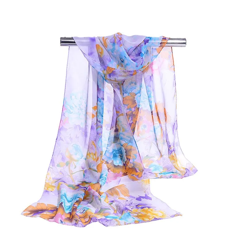 160*50cm New Fashion print chiffon striped scarf wild fashion shawl sunscreen Flower floral scarf scarves