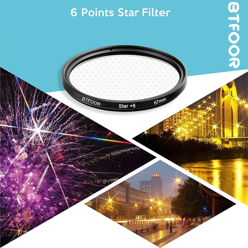 BTFOOR Gradient Gnd Star Uv Nd Filter 49 52 55 58 67 72 77 82 Mm for Camera Canon Lens M50 T6 600d Nikon D3500 D5600 Sony A6000