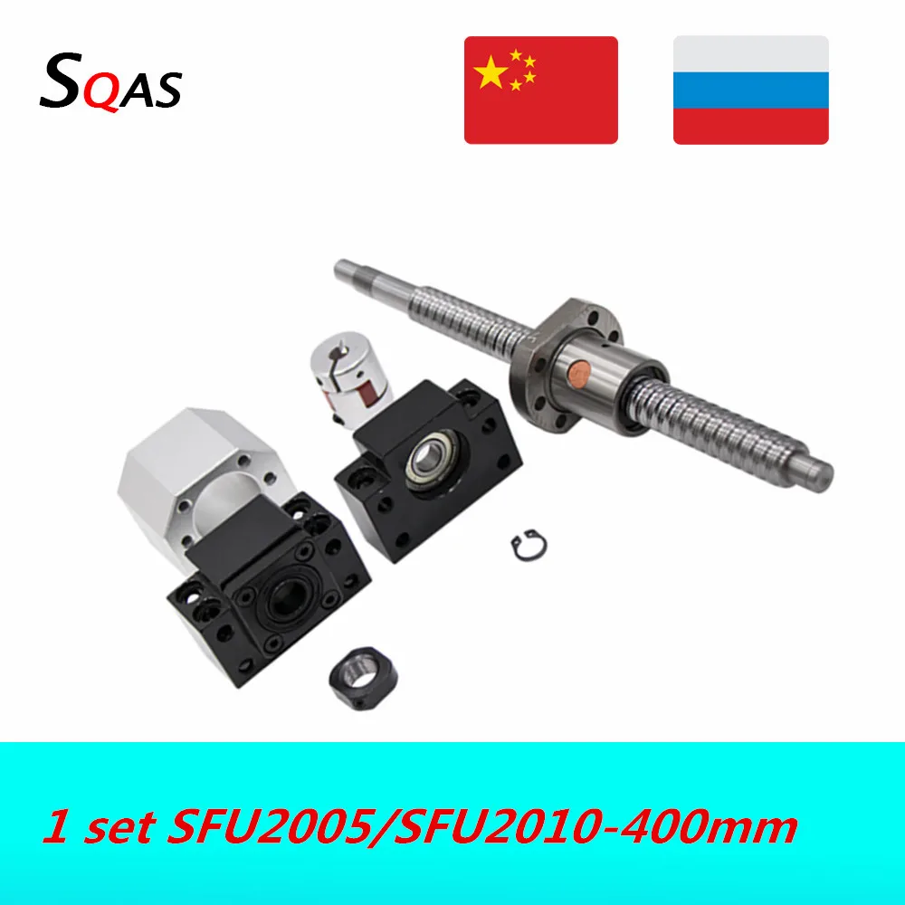 

Ball screw kit SFU2005 SFU2010 400mm ball screw end machined with BK15 BF15 +single nut +nut holder+coupling for cnc part