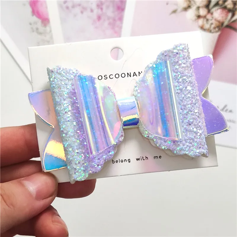 1Piece Lovely Cloth Art Glitter 3.6 Inch Bow Pink Hairpins Dance Party Clips Korean Tiaras Hair Accessories For Baby Girl NEW