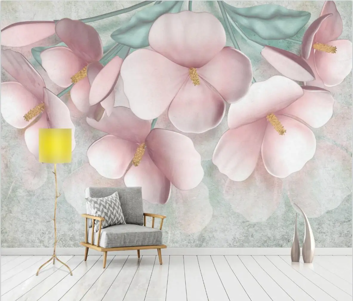 

Custom wallpaper pink floral embossed decoration background wall mural home decoration flower branch mural 3d wallpaper photos