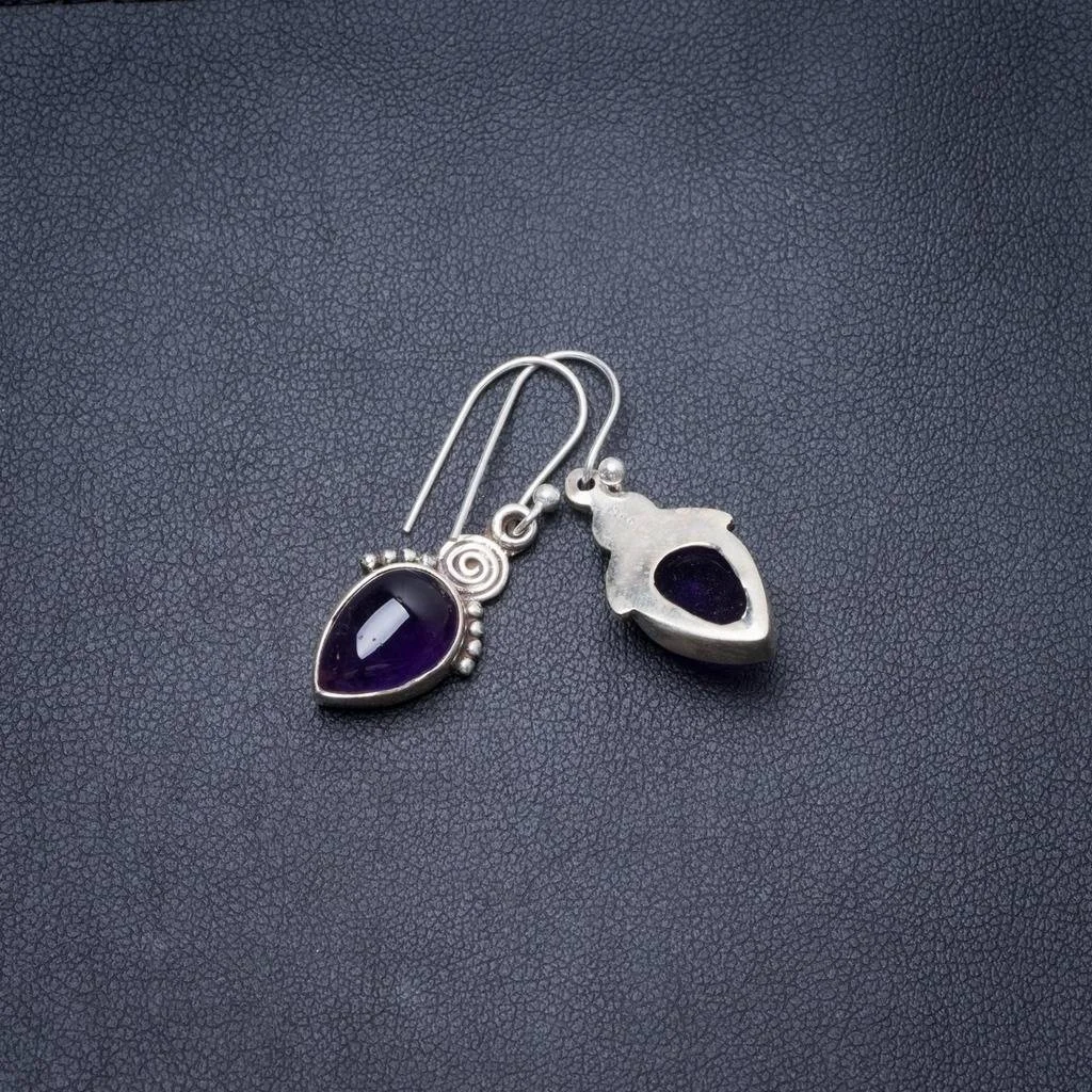 

Natural Amethyst Handmade Unique 925 Sterling Silver Earrings 1.25" Y3545