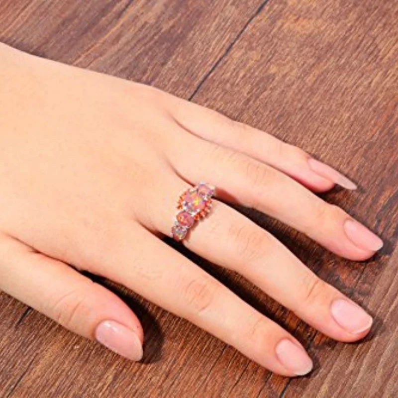 Fashion Women Rings Orange Garnet Ring Engagement Wedding Band Simple Rings Rings Birthday Gift