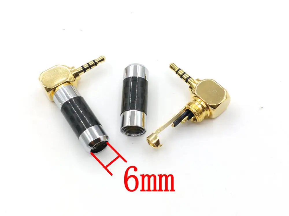 20pcs Copper Rhodium Plated Carbon Fiber 2.5mm 4 Pole 90 degree soldering connector