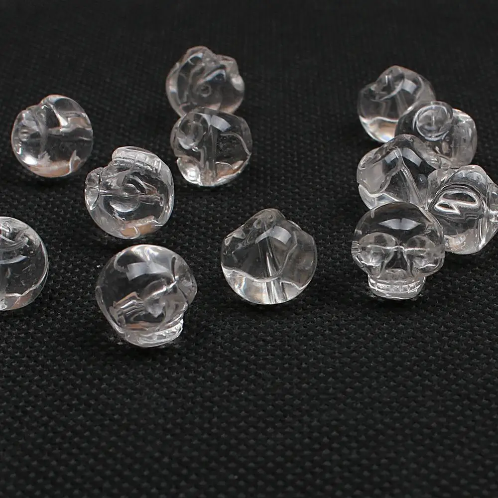 

Natural Quartz Skull Crystal Horizontal Vertical Hole Gemstone Loose Beads 8 10 12mm For Necklace Bracelet DIY Jewelry Making