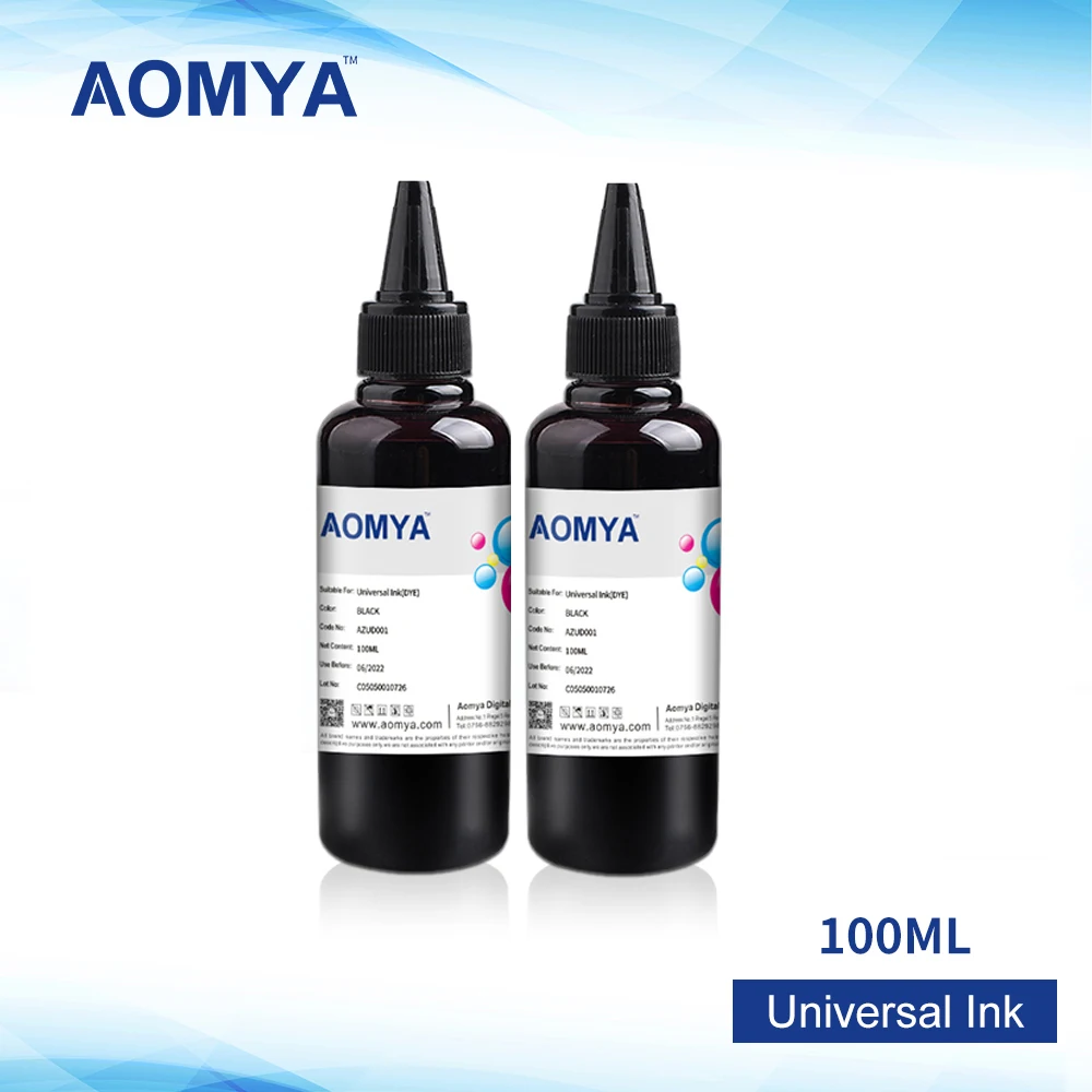 Aomya 2x100ML Black Universal Dye Ink Compatible For HP Ink Specialized Printer Ink Refill Kit General for HP Printer All model