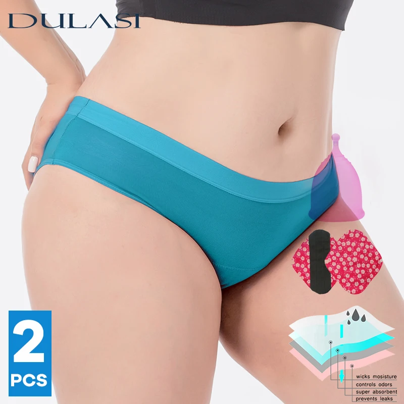 2pcs/Set Menstrual Period Underwear Asorbent Briefs for Women Panties Girls Teenager Leak Proof Undies Femal UnderPants DULASI