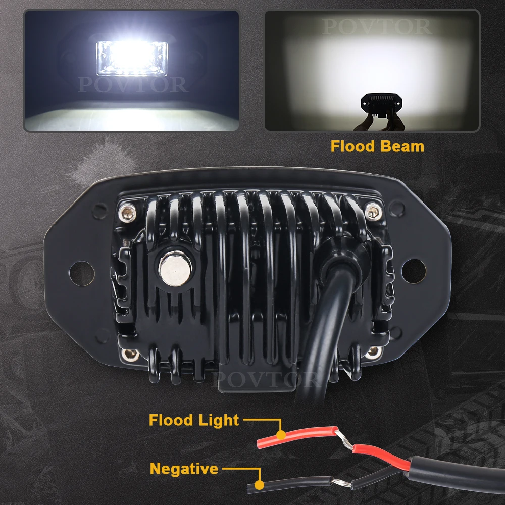 2 pcs Work Light Bar LED 4X4 Offroad 12V Car Accessories Motorcycle Flood Beam Bulb 10W 6000K White Driving Light