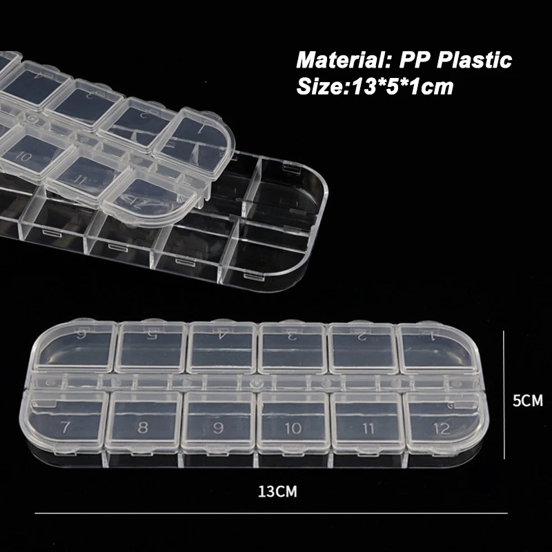 10PCS Clear Plastic 12-Grid Double-Row Jewelry Organizer Box with Snap Lid Portable DIY Accessories Storage Case Wholesale