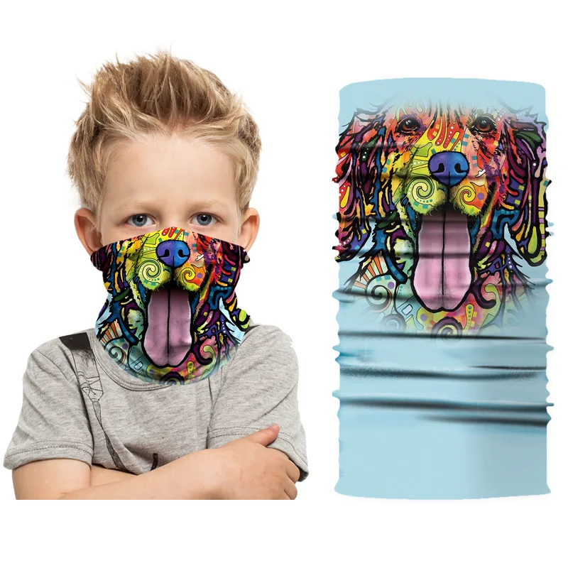 Kids Mascarillas Balaclava Bandana Children Neck Warmer Gaiter Face Shield Animal Print Cycling Skateboard Bandanas