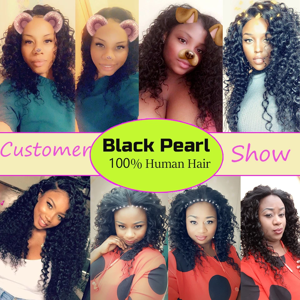 Brazilian Deep Weave Bundles com Fechamento, Remy Cabelo Humano, Water Wave, 3 Bundles