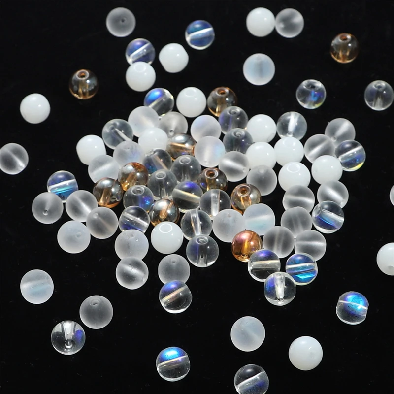 4 6 8 10mm Natural Matte Selective Color  Glass Round Beads For Diy Bracelet Jewelry Making Accessories For Handicrafts