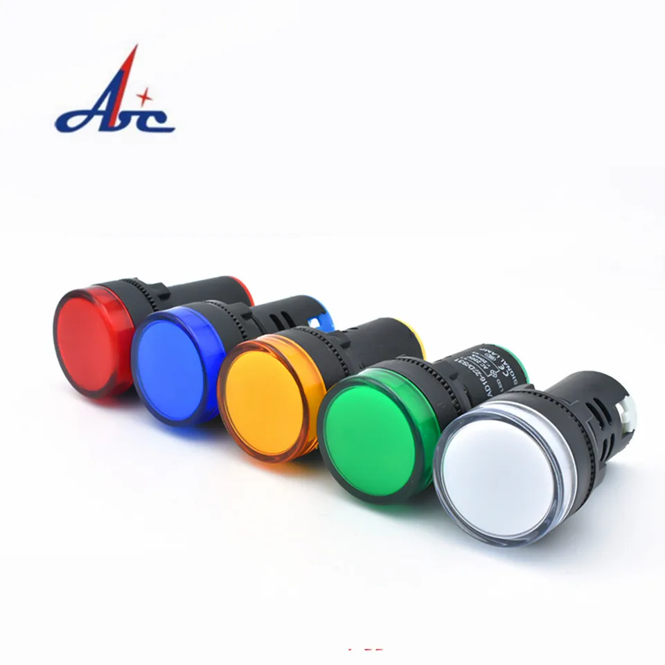 Lâmpada de led de 22mm para sinal, luz indicadora de potência geral ac/dc 12v/24v 36v 48v 110v 220v 380v, verde vermelho/azul branco amarelo