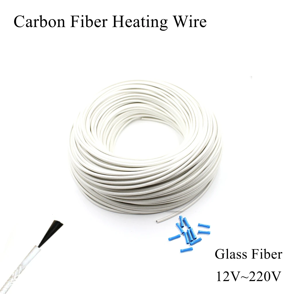 Carbon Fiber Heating Wire Cable Glass Fiberglass Sheath Freeze Infrared Dry Pipe Frost Warm Underfloor Sewer Floor 12V 110V 220V