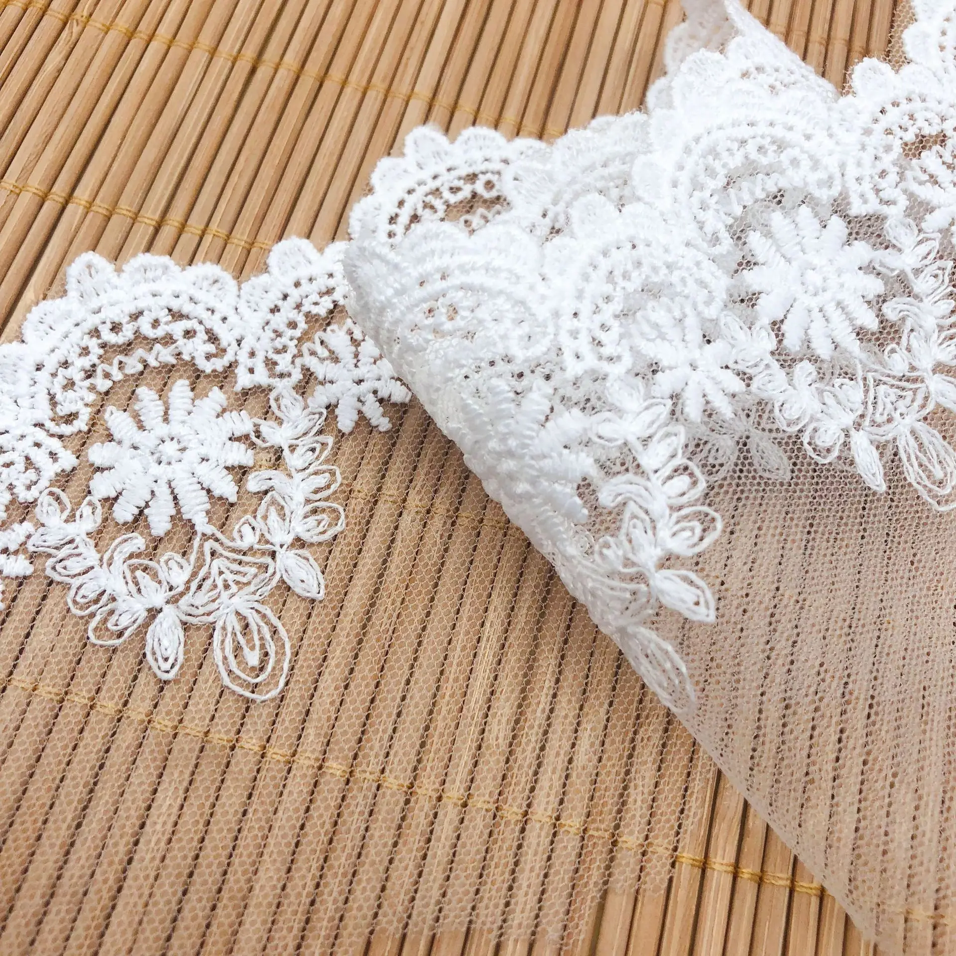 Mesh Embroidery Flower Tulle Fabrics  Lace DIY Silk Fabrics Wedding Lolita Children\'s Clothing Garment Accessories